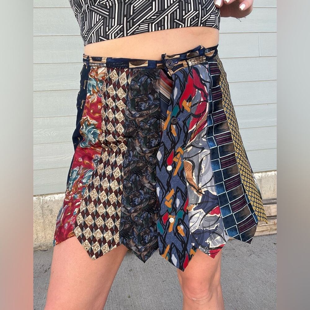 Custom Upcycled Vintage Necktie Skirt MEDIUM